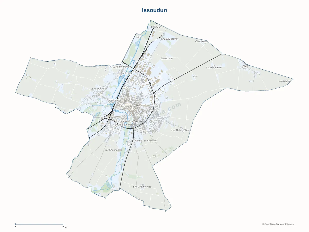 Carte de Issoudun à personnaliser