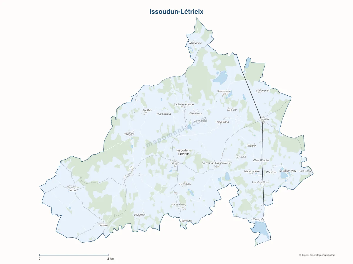 Carte de Issoudun-Létrieix à personnaliser