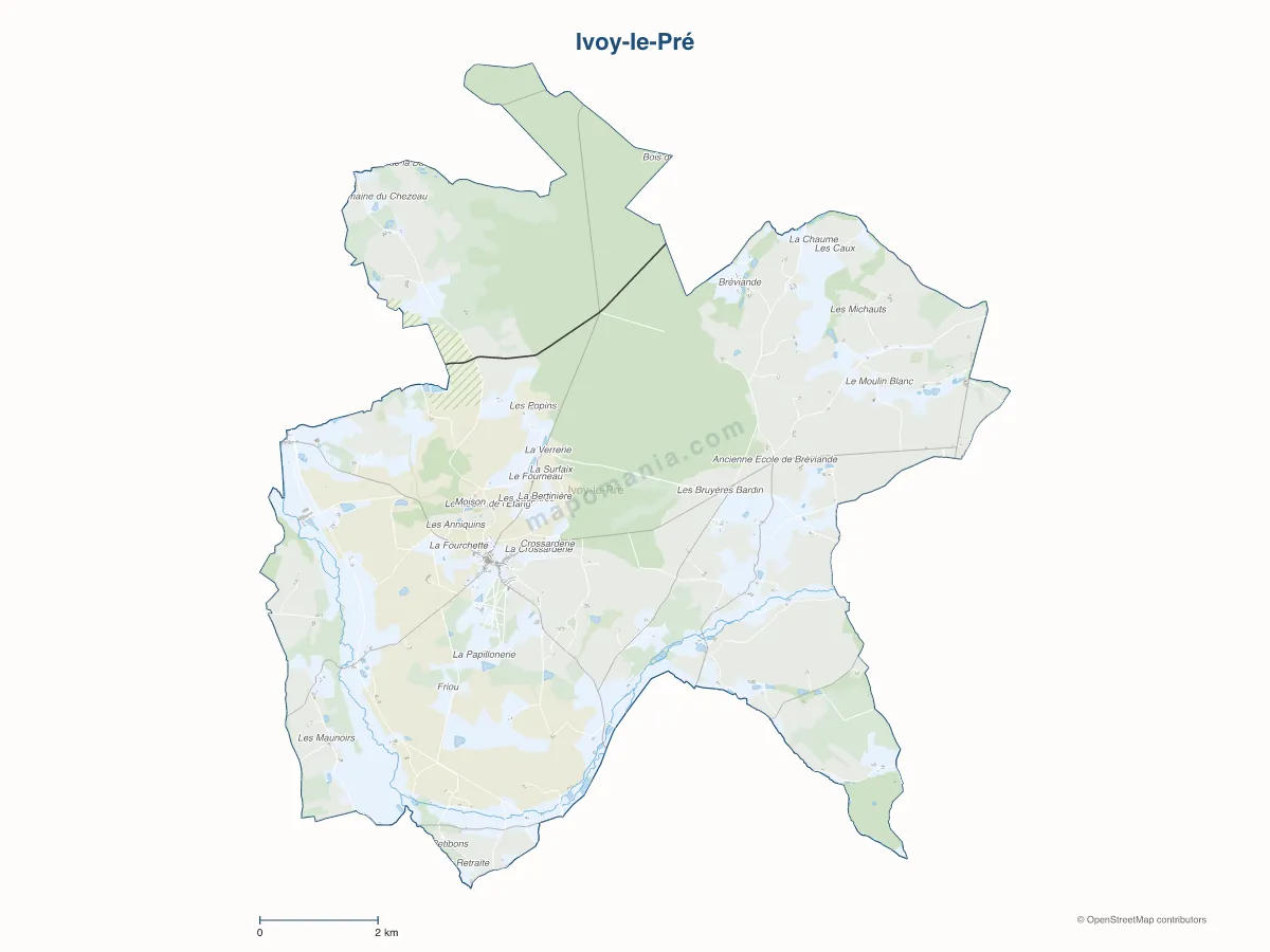 Carte de Ivoy-le-Pré à personnaliser