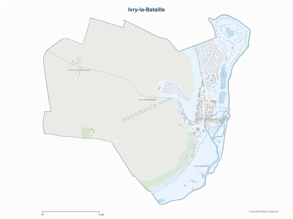 Carte de Ivry-la-Bataille à personnaliser