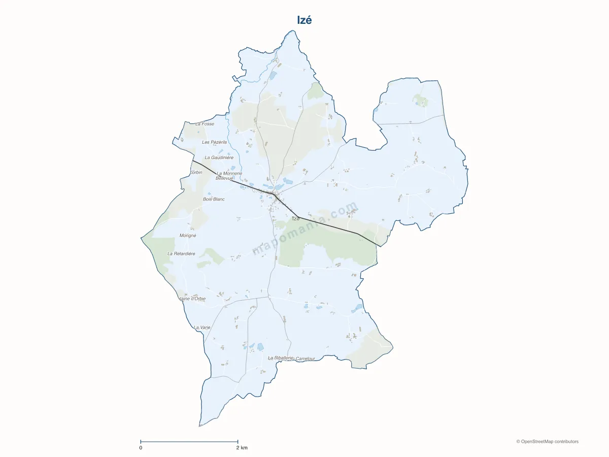 Carte de Izé à personnaliser