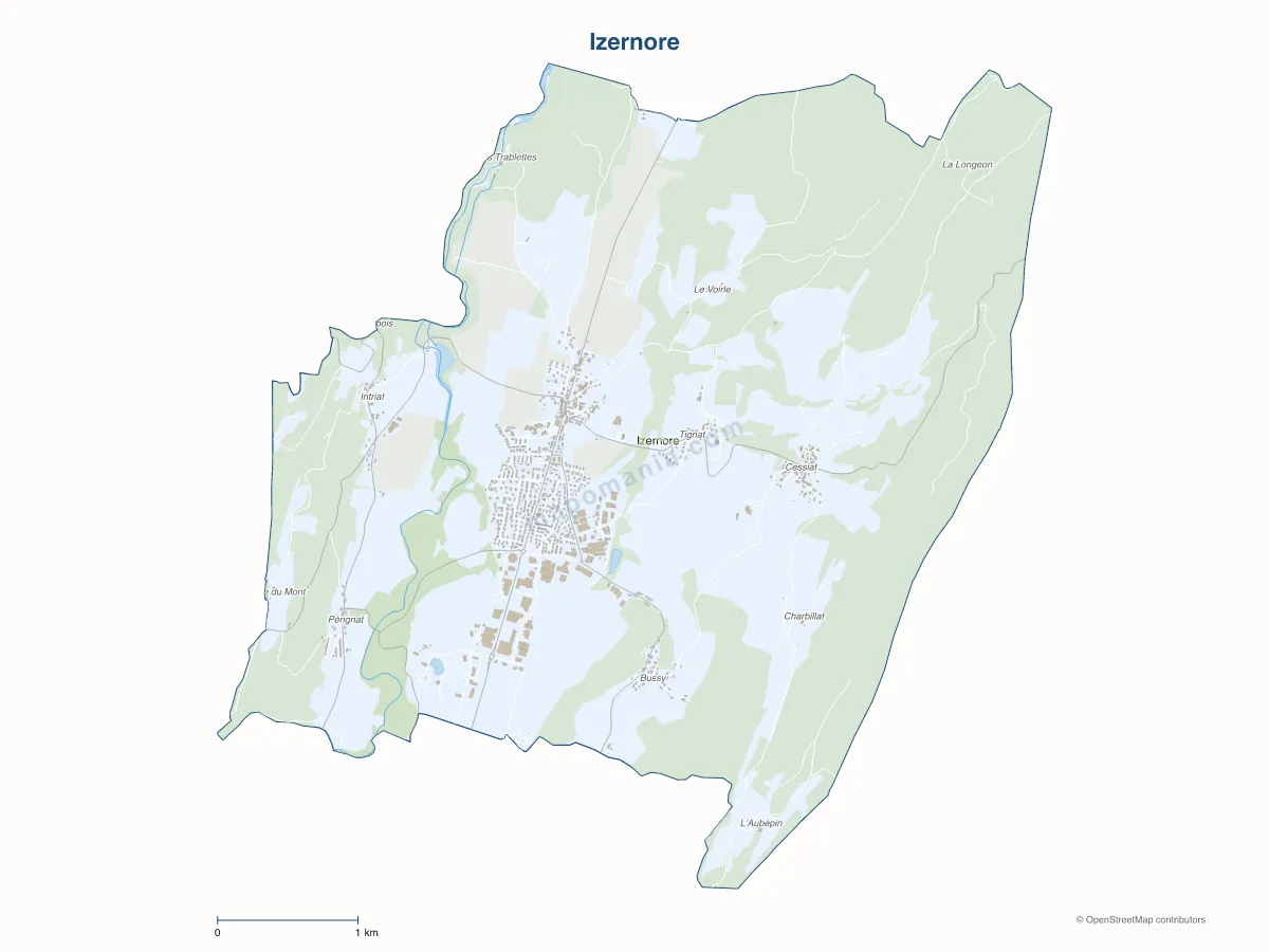 Carte de Izernore à personnaliser