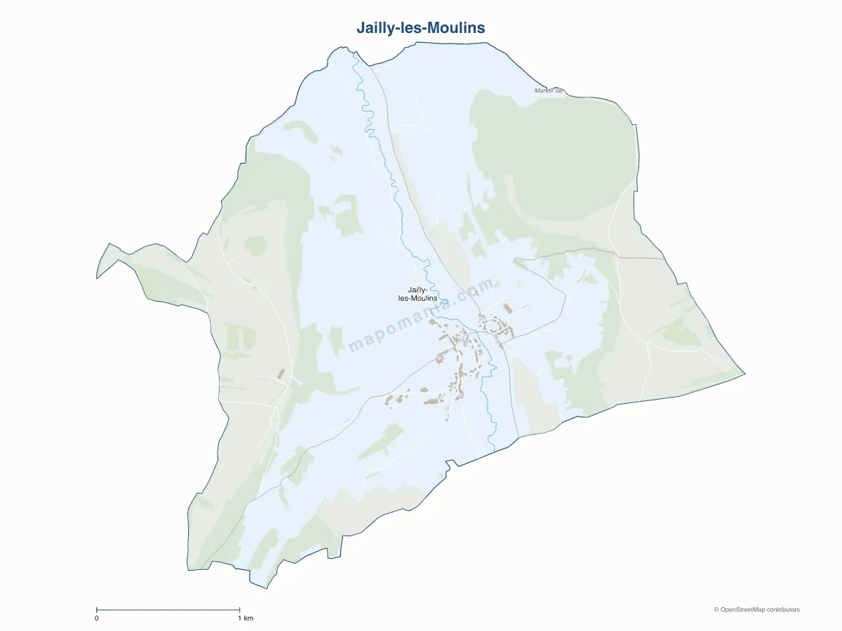 Carte de Jailly-les-Moulins à personnaliser