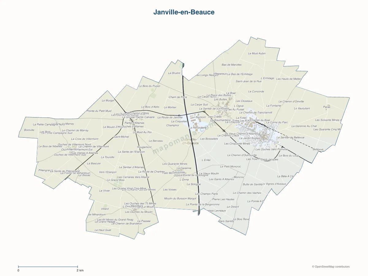 Carte de Janville-en-Beauce à personnaliser