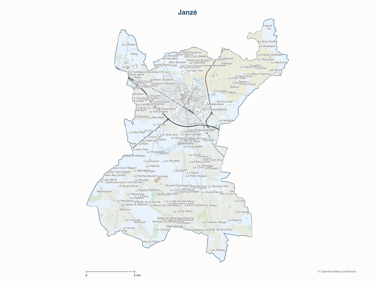 Carte de Janzé à personnaliser