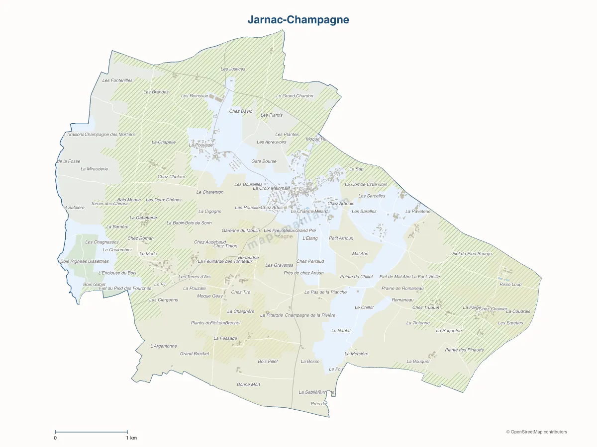 Carte de Jarnac-Champagne à personnaliser
