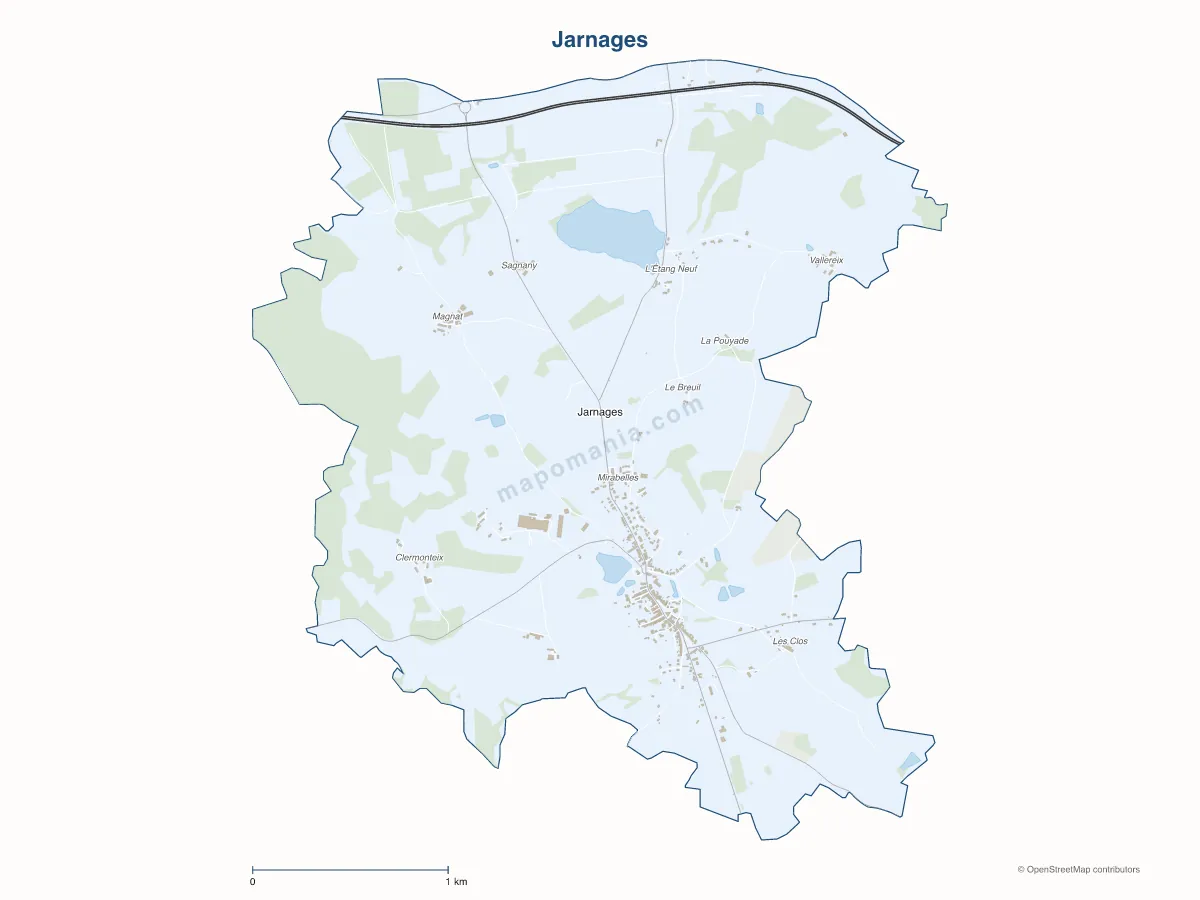 Carte de Jarnages à personnaliser