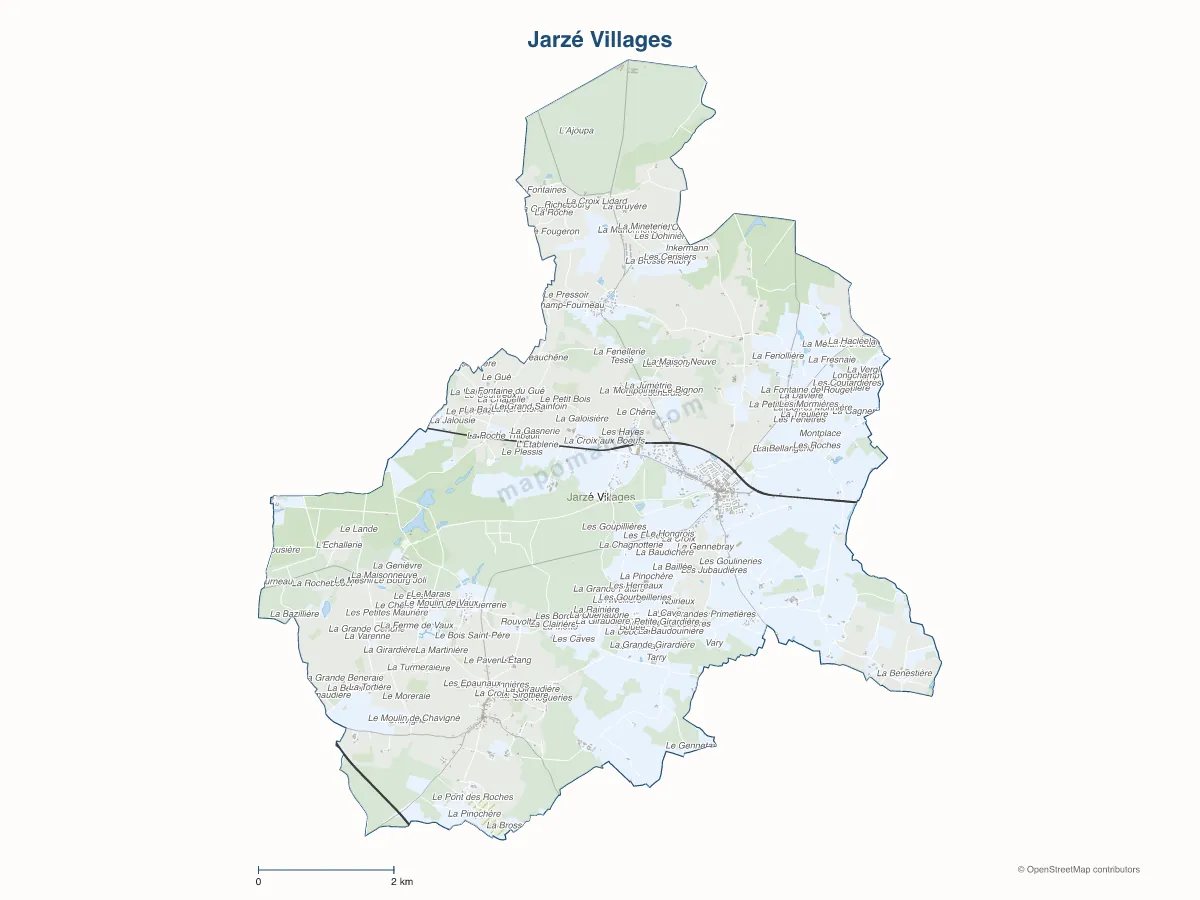 Carte de Jarzé Villages à personnaliser