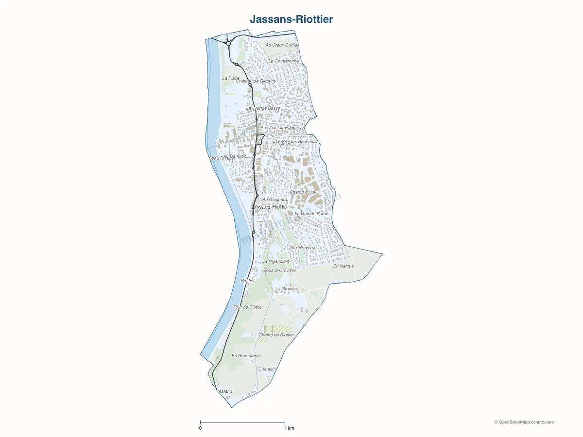 Carte de Jassans-Riottier à personnaliser