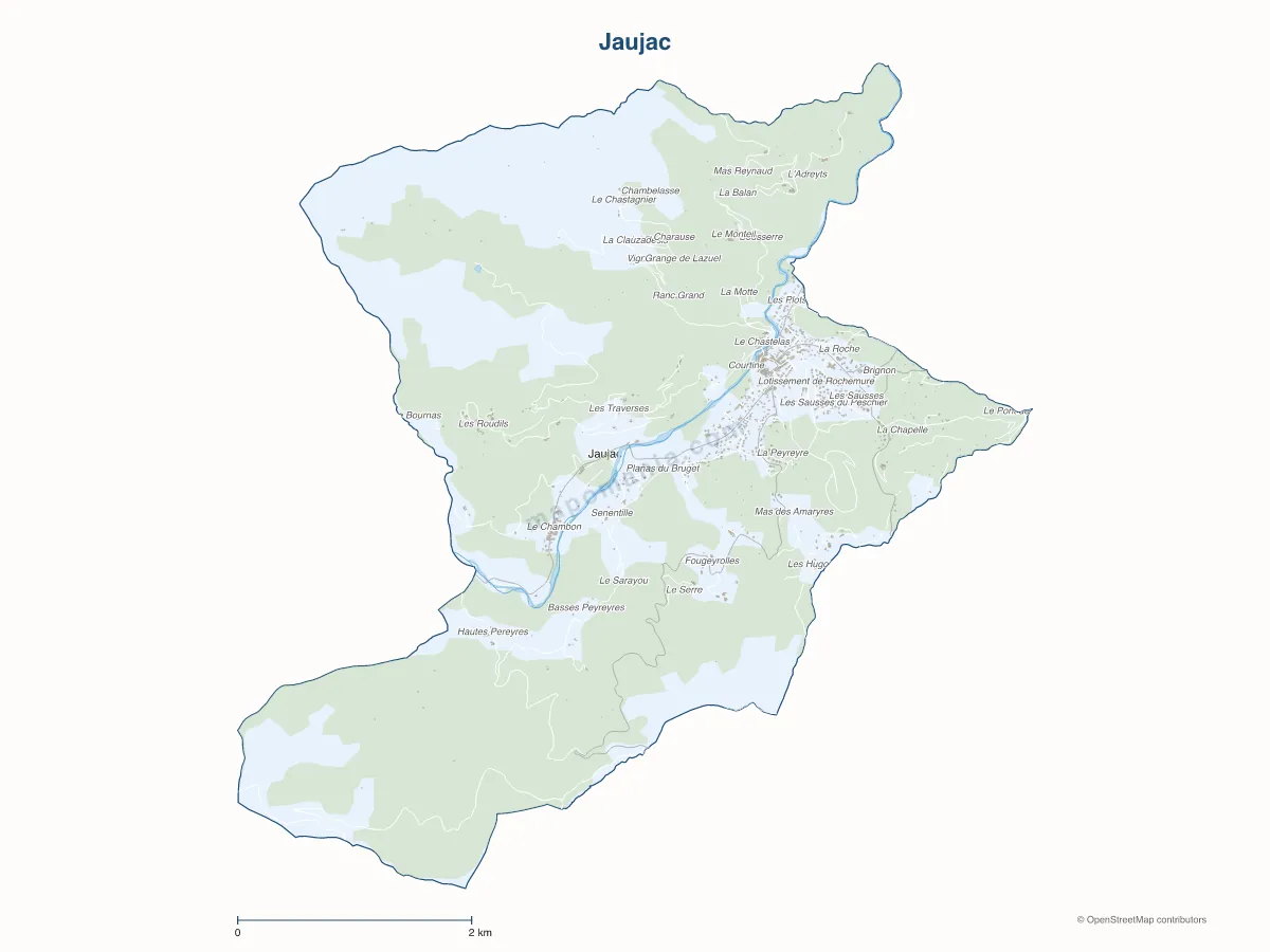 Carte de Jaujac à personnaliser