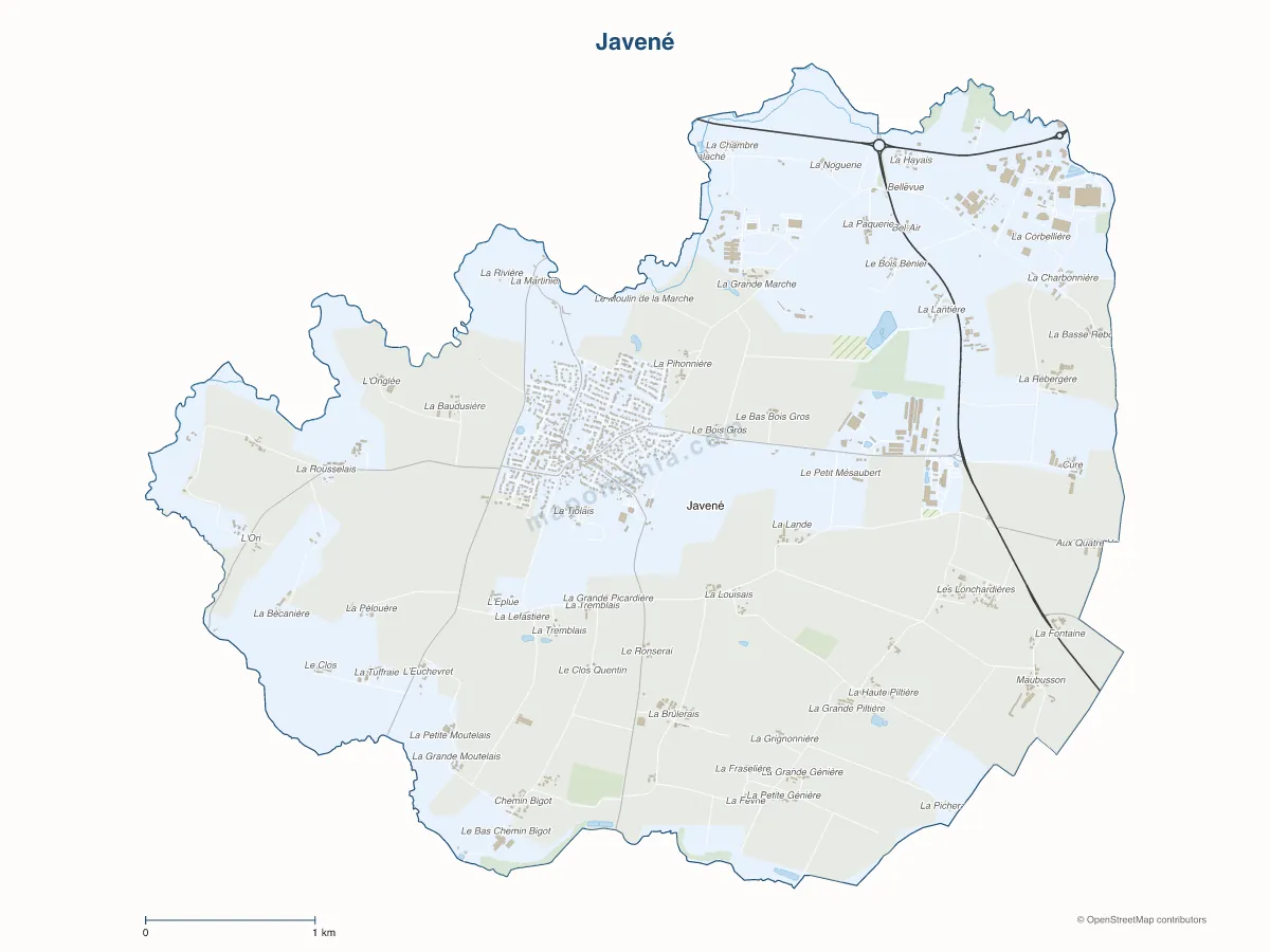 Carte de Javené à personnaliser