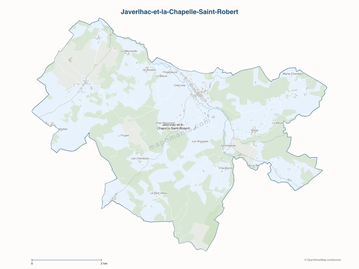 Carte de Javerlhac-et-la-Chapelle-Saint-Robert à personnaliser