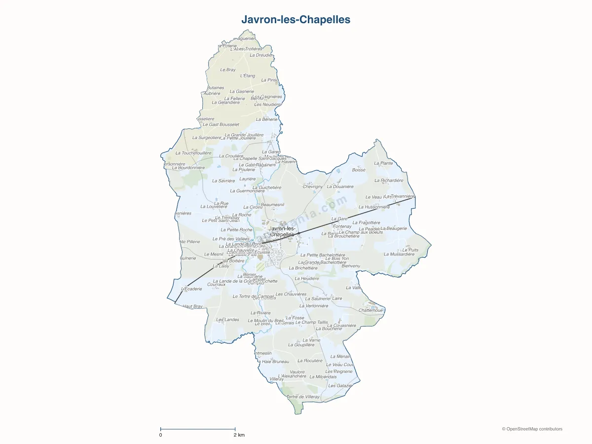 Carte de Javron-les-Chapelles à personnaliser