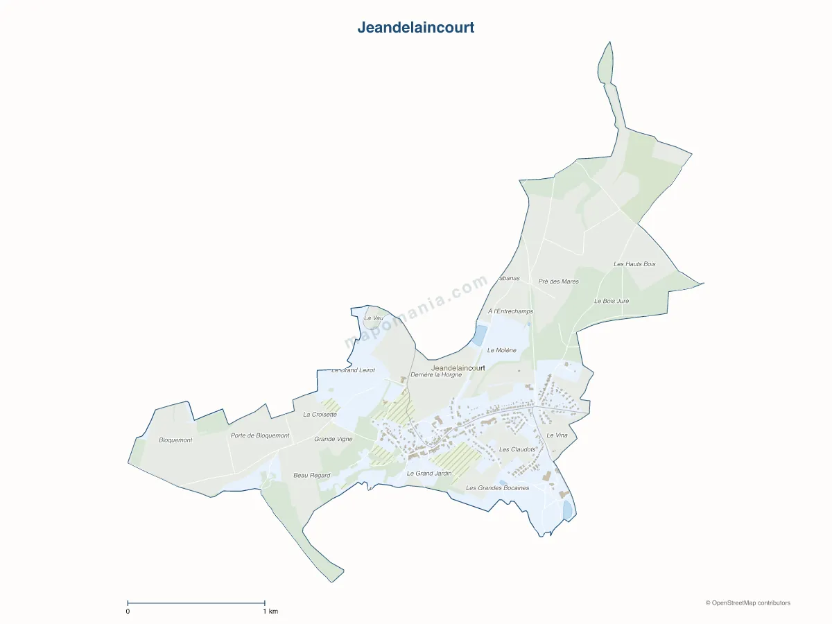 Carte de Jeandelaincourt à personnaliser