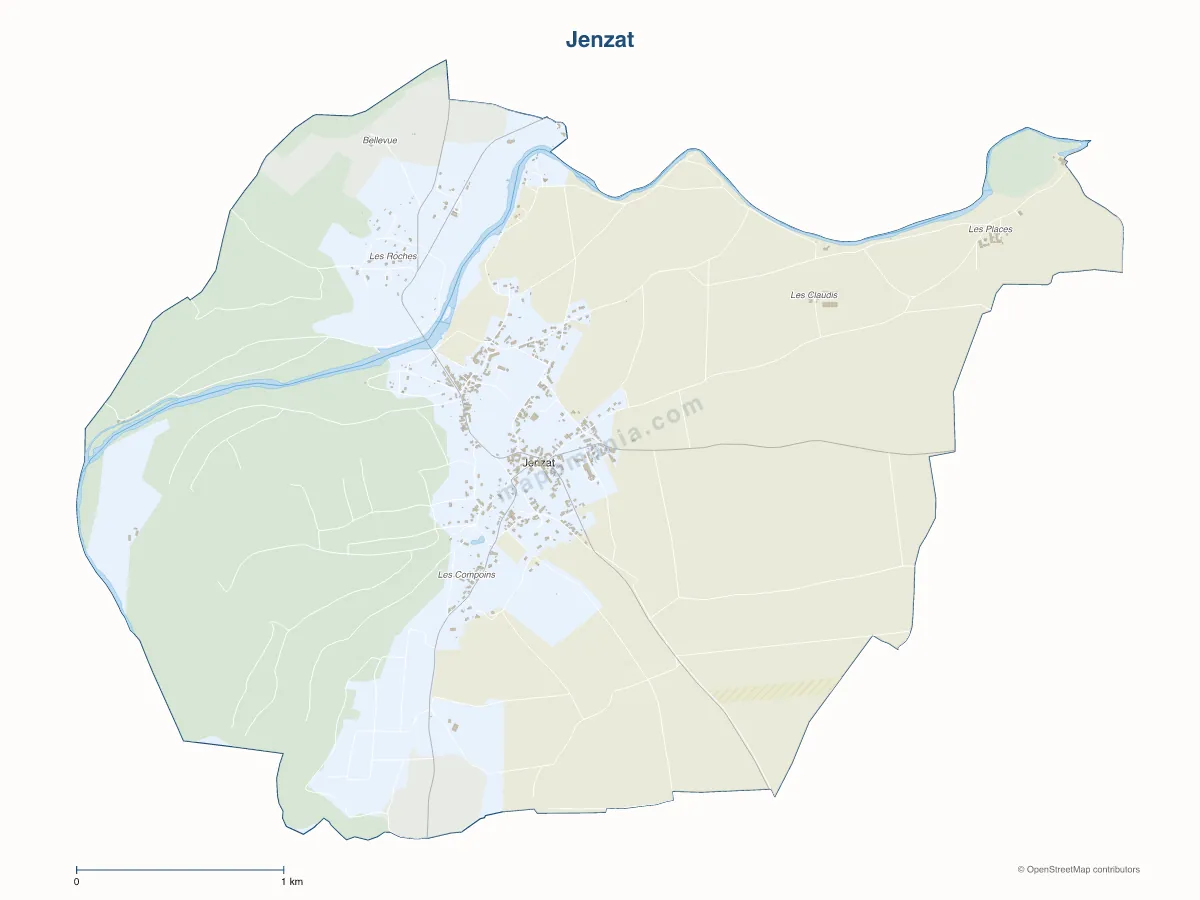 Carte de Jenzat à personnaliser