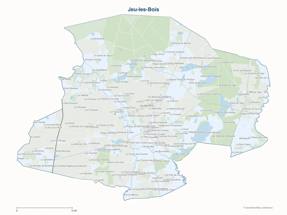 Carte de Jeu-les-Bois à personnaliser