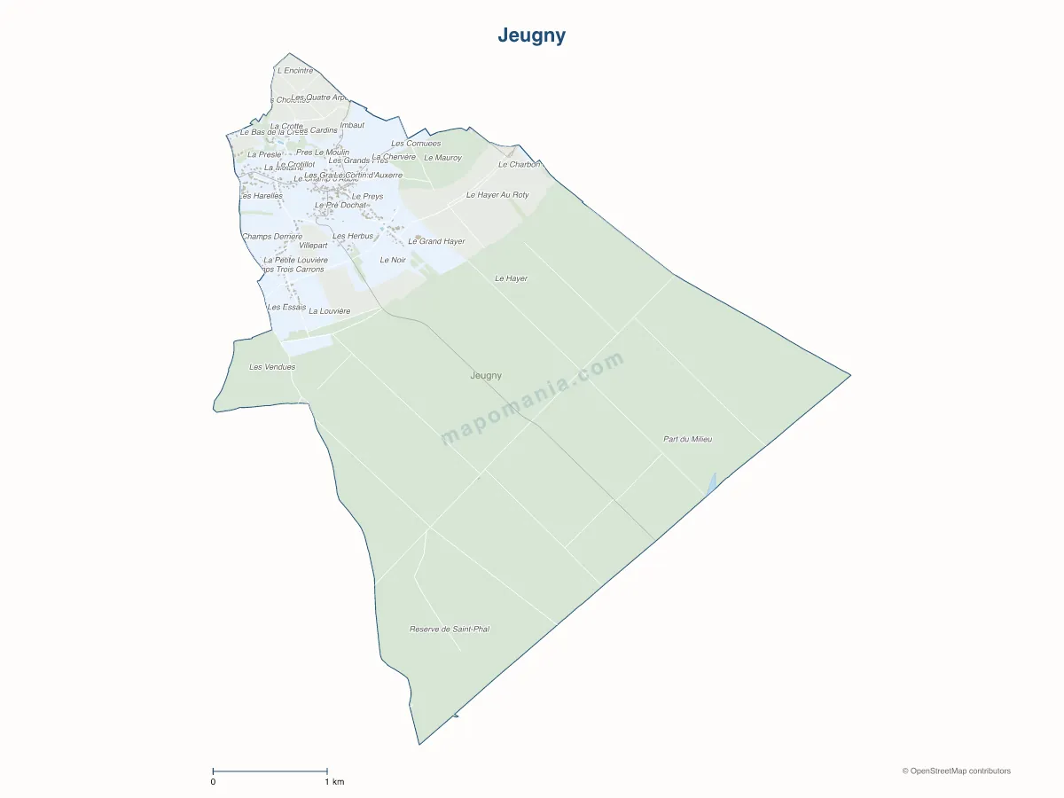 Carte de Jeugny à personnaliser