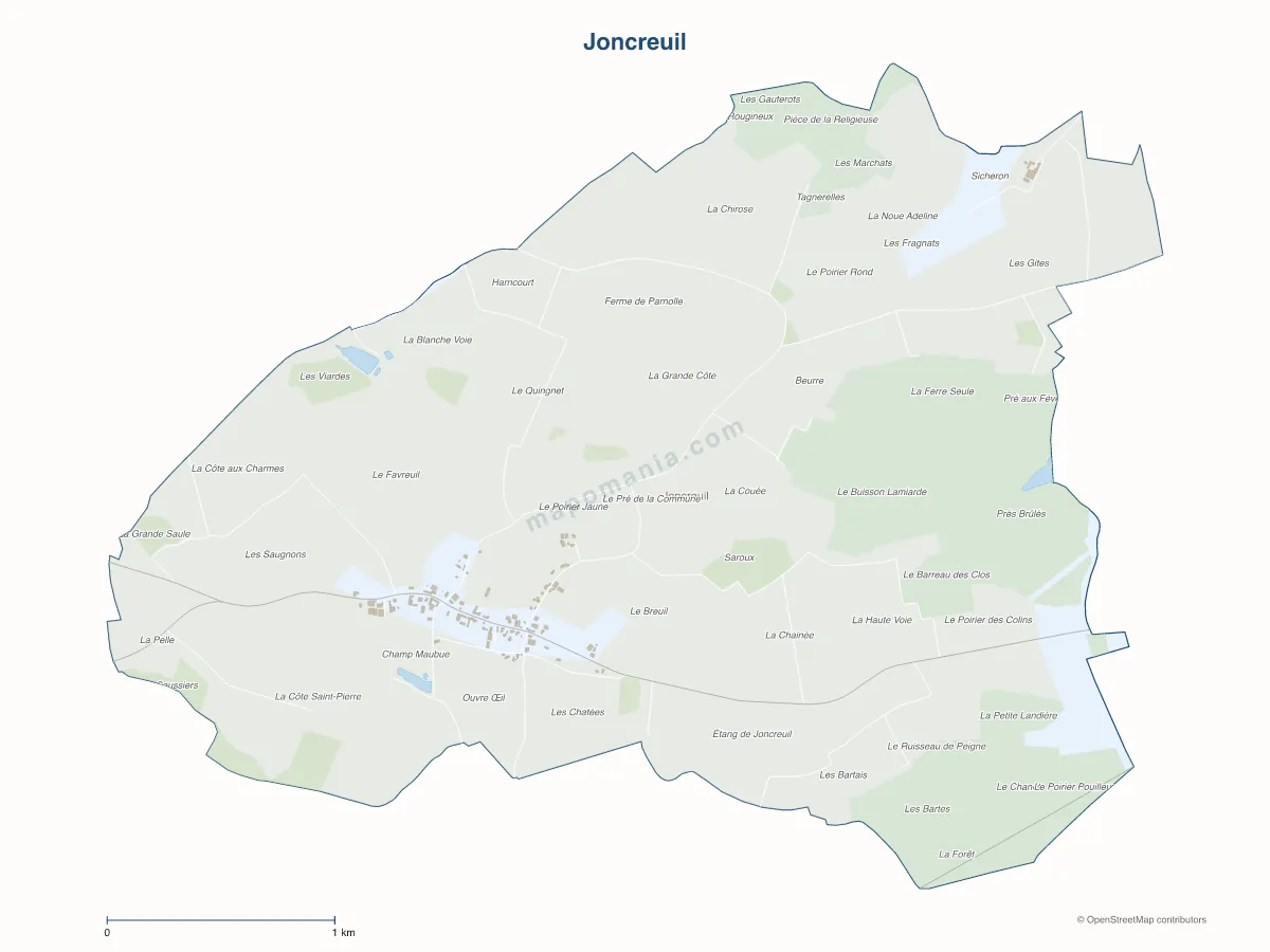Carte de Joncreuil à personnaliser