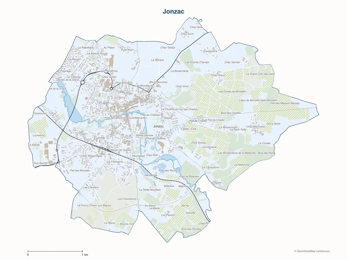 Carte de Jonzac à personnaliser