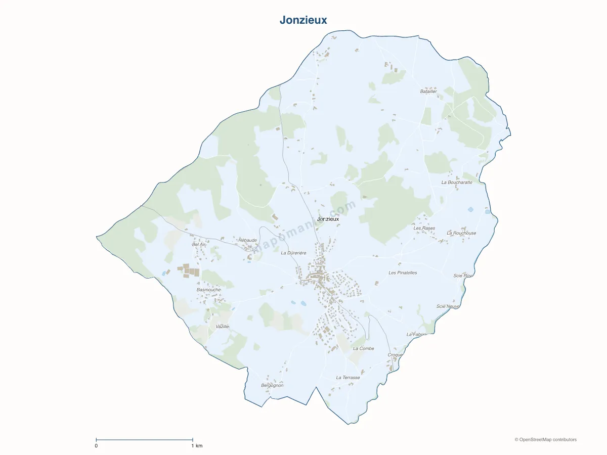 Carte de Jonzieux à personnaliser