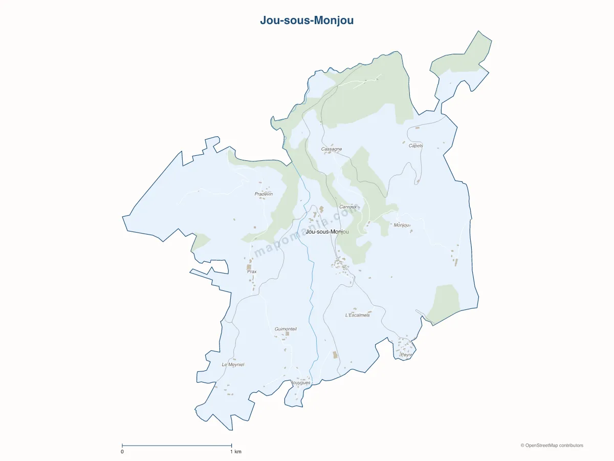 Carte de Jou-sous-Monjou à personnaliser