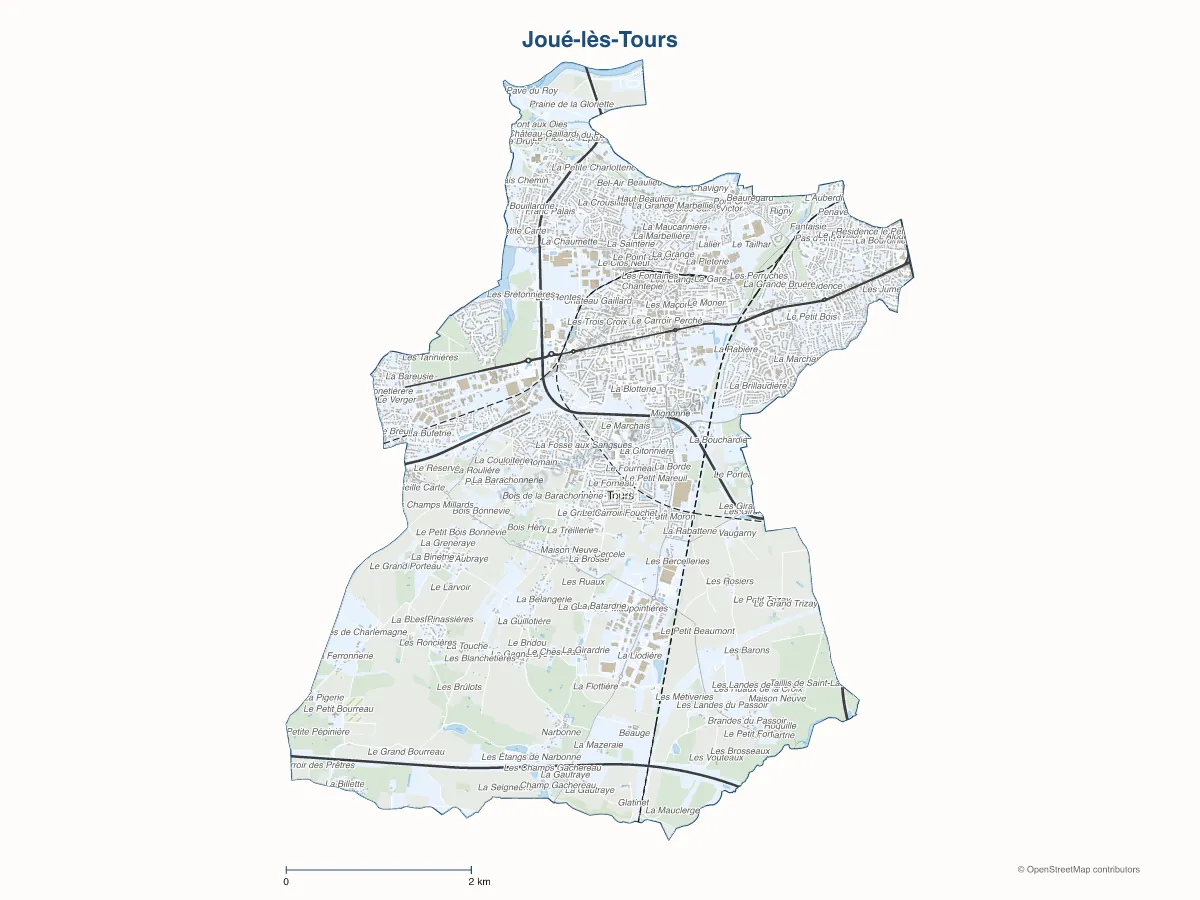 Carte de Joué-lès-Tours à personnaliser
