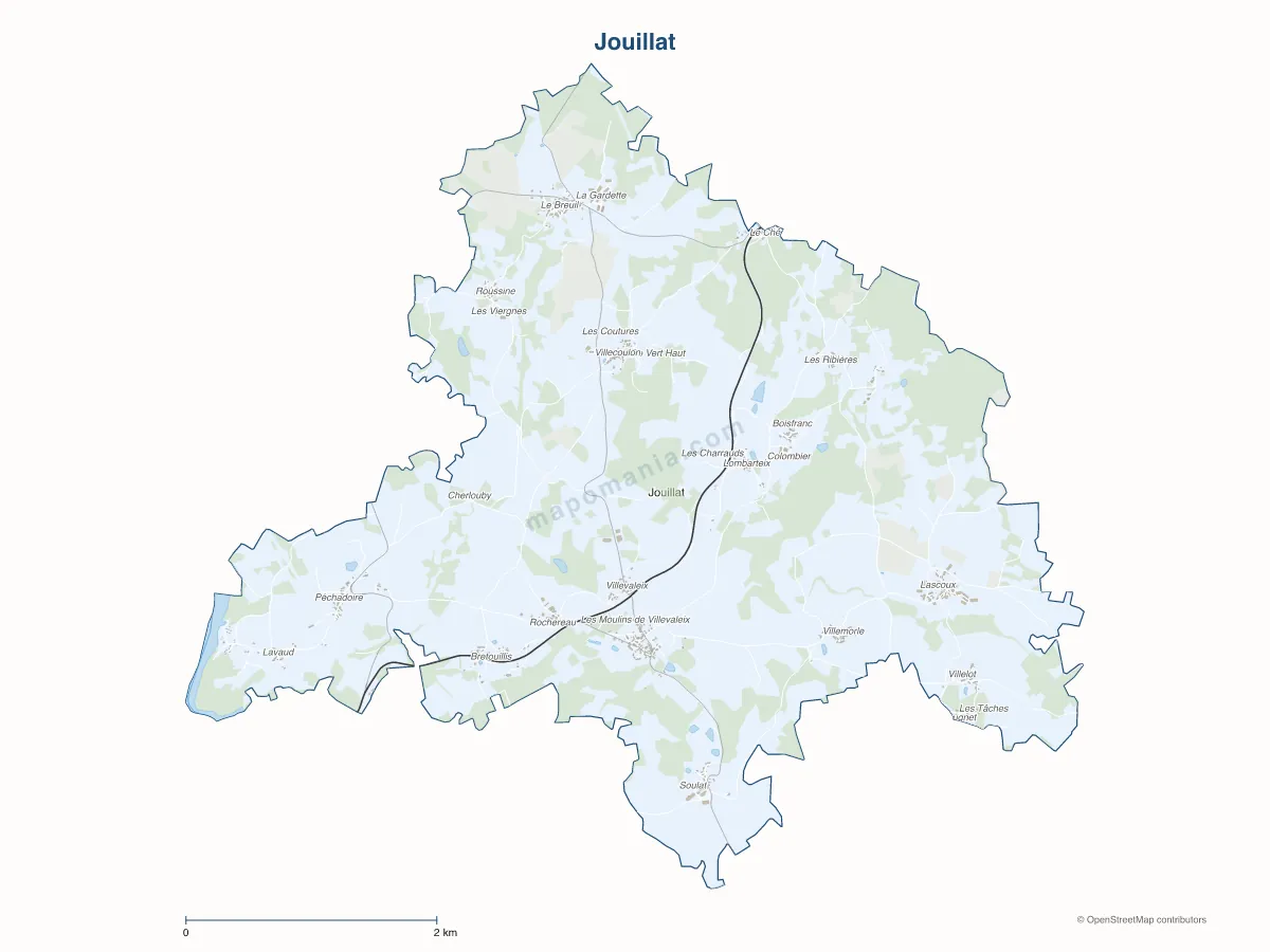 Carte de Jouillat à personnaliser