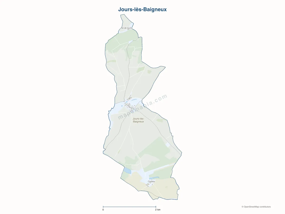Carte de Jours-lès-Baigneux à personnaliser