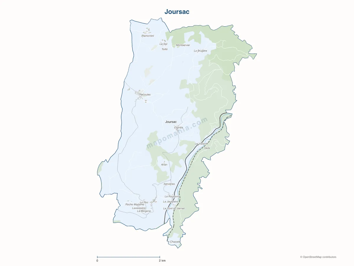Carte de Joursac à personnaliser