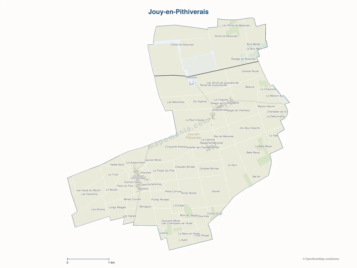 Carte de Jouy-en-Pithiverais à personnaliser