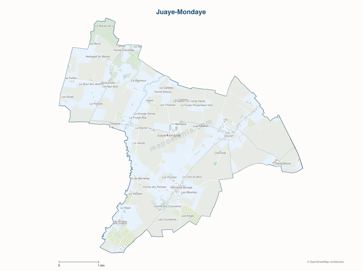 Carte de Juaye-Mondaye à personnaliser