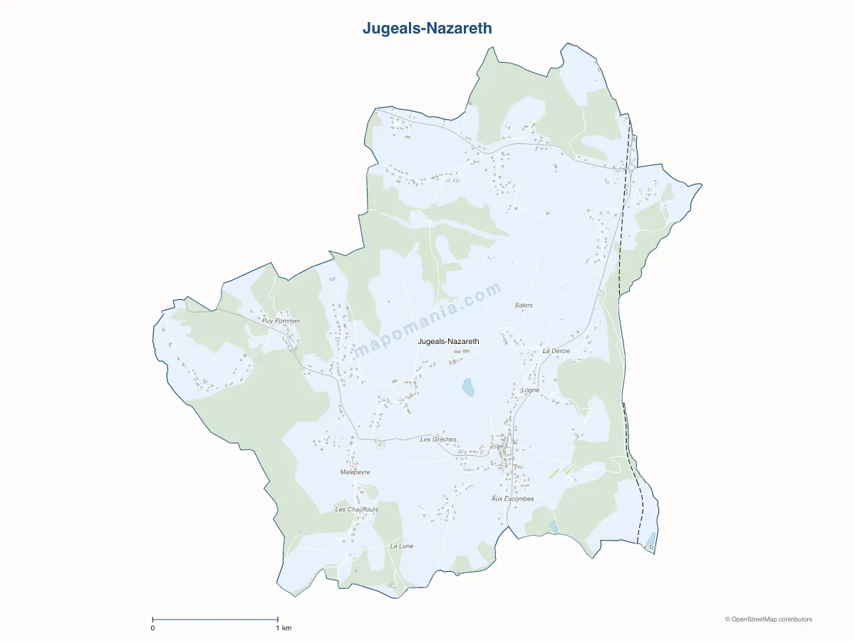 Carte de Jugeals-Nazareth à personnaliser