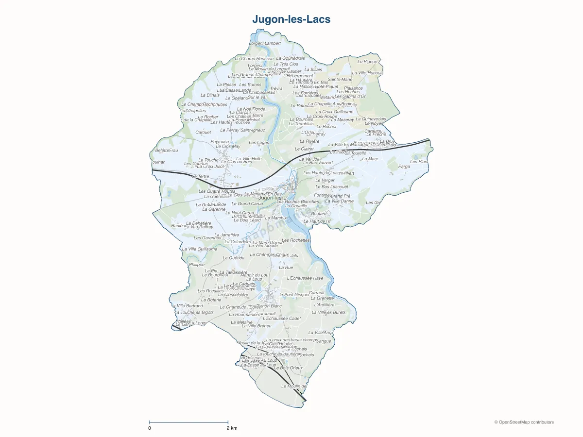 Carte de Jugon-les-Lacs à personnaliser
