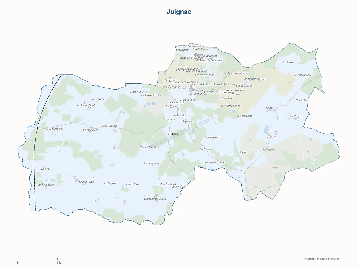 Carte de Juignac à personnaliser