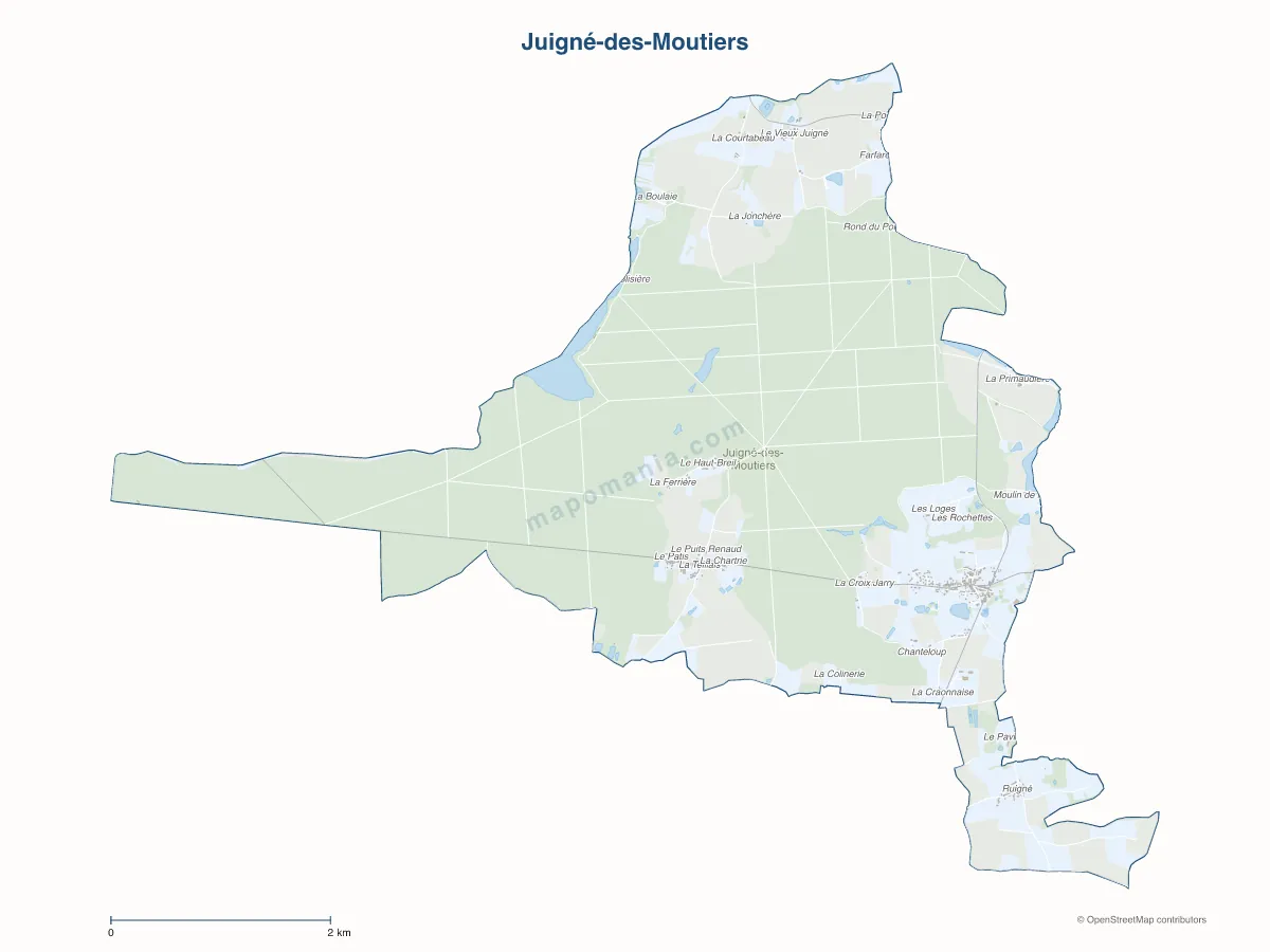 Carte de Juigné-des-Moutiers à personnaliser