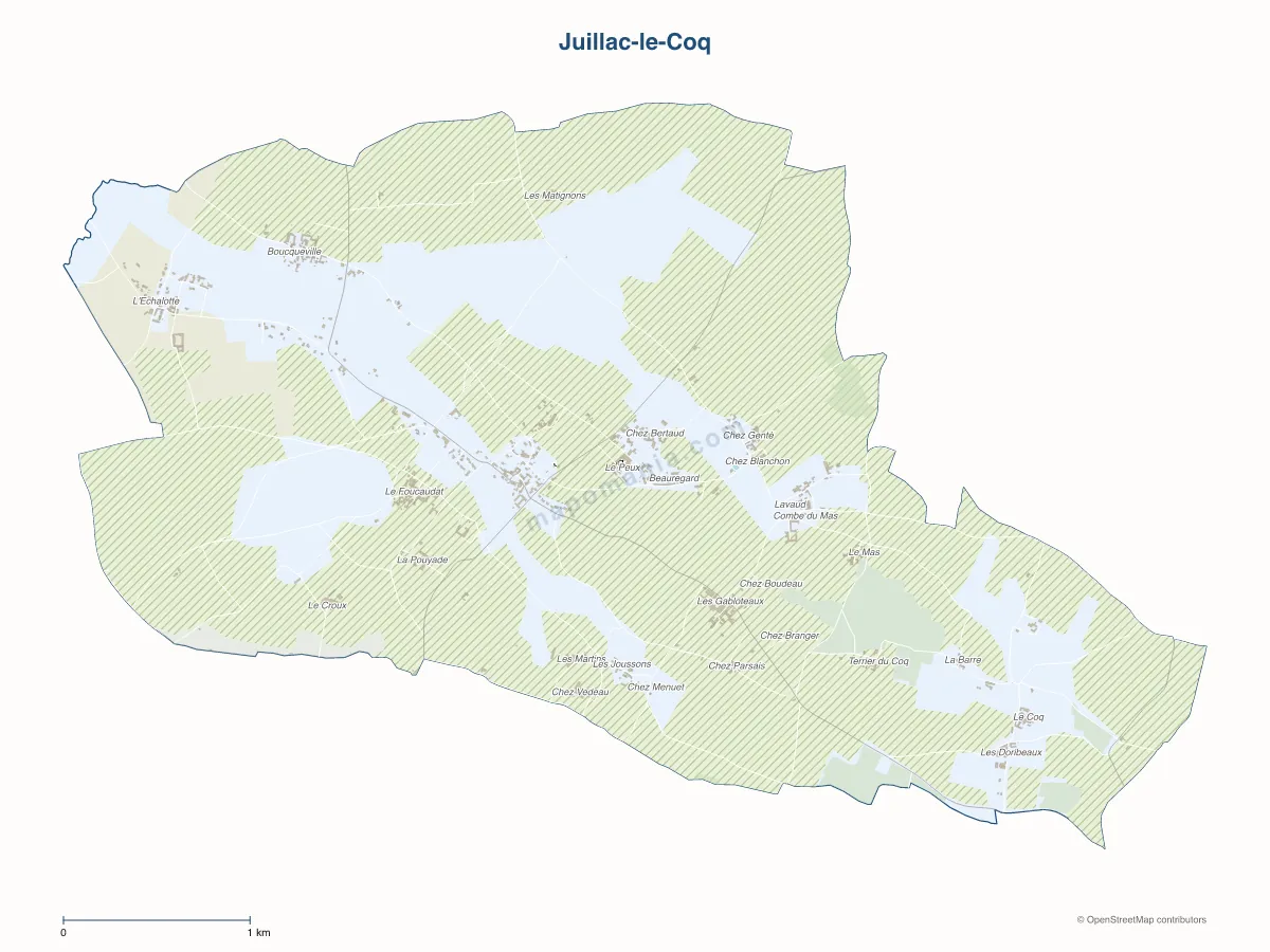 Carte de Juillac-le-Coq à personnaliser