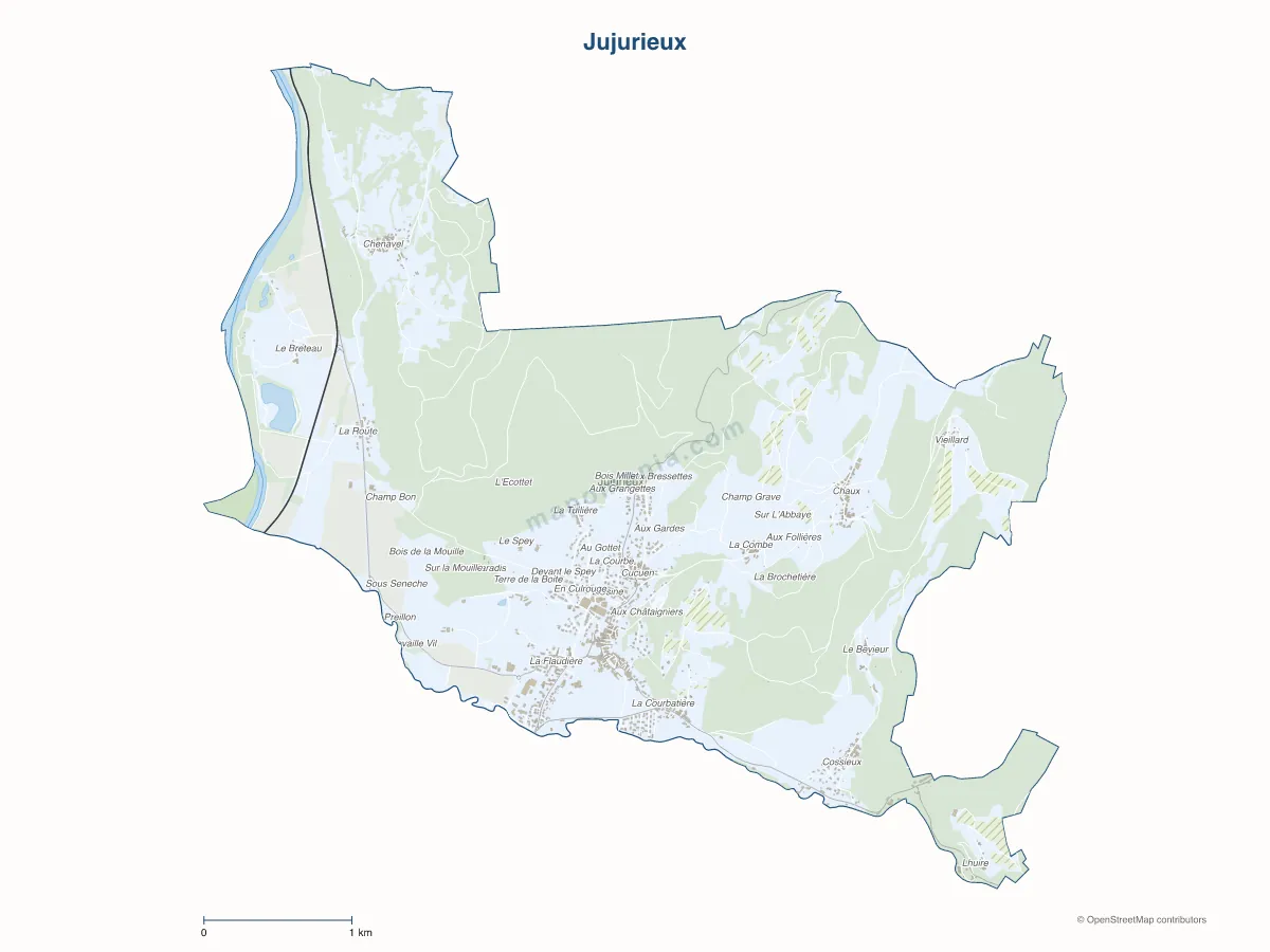 Carte de Jujurieux à personnaliser