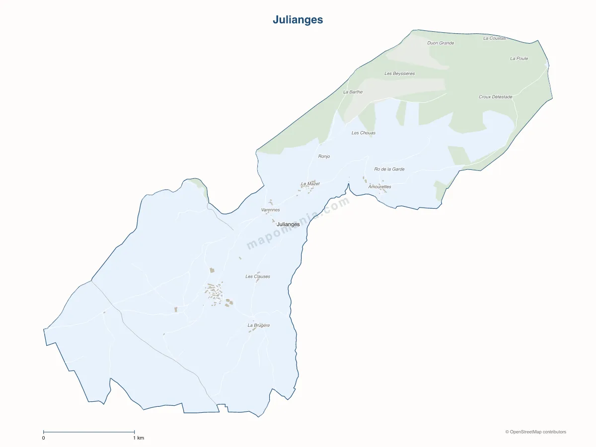 Carte de Julianges à personnaliser