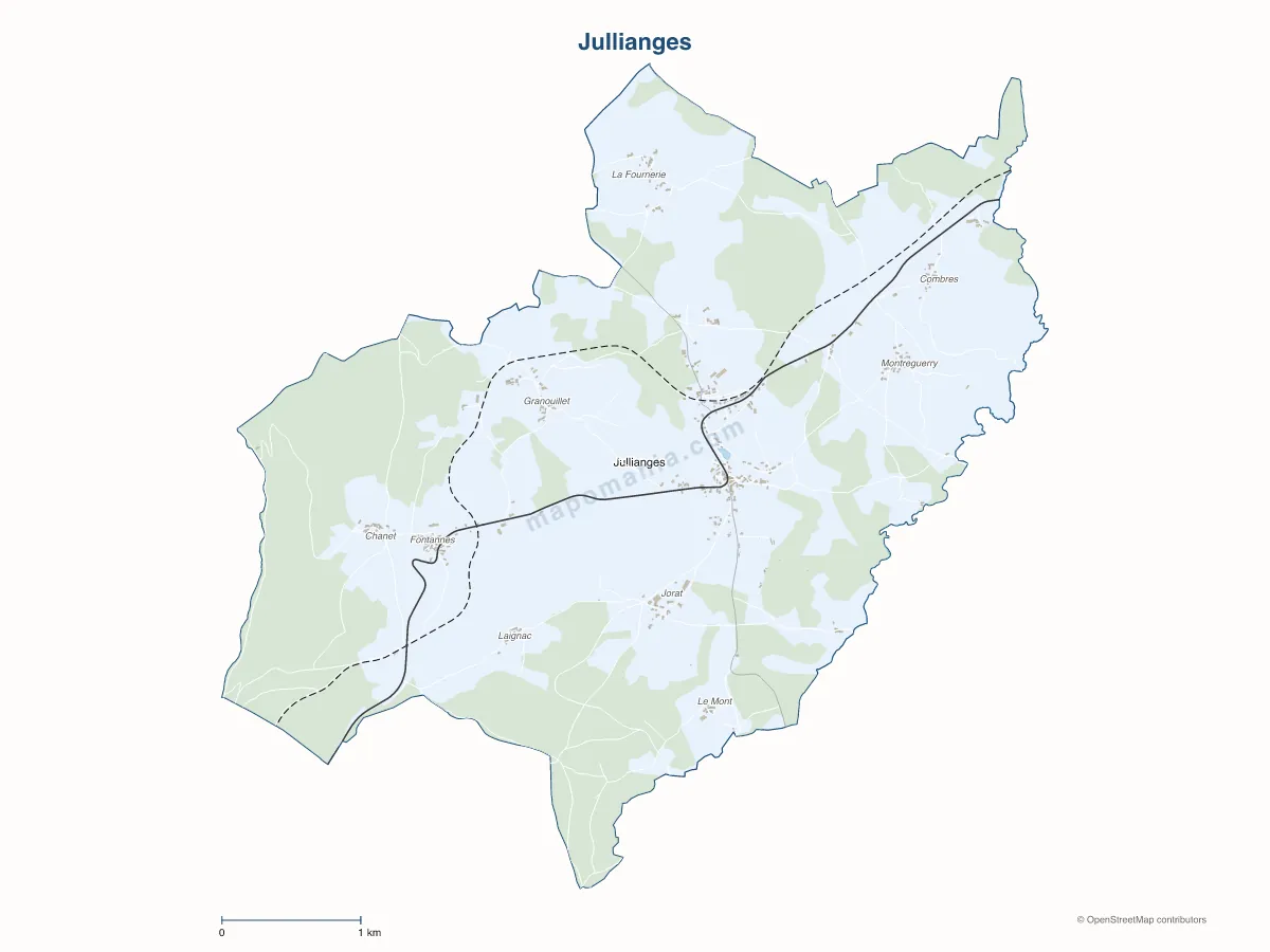Carte de Jullianges à personnaliser