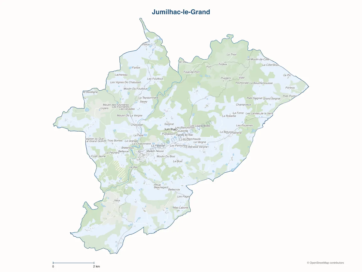 Carte de Jumilhac-le-Grand à personnaliser