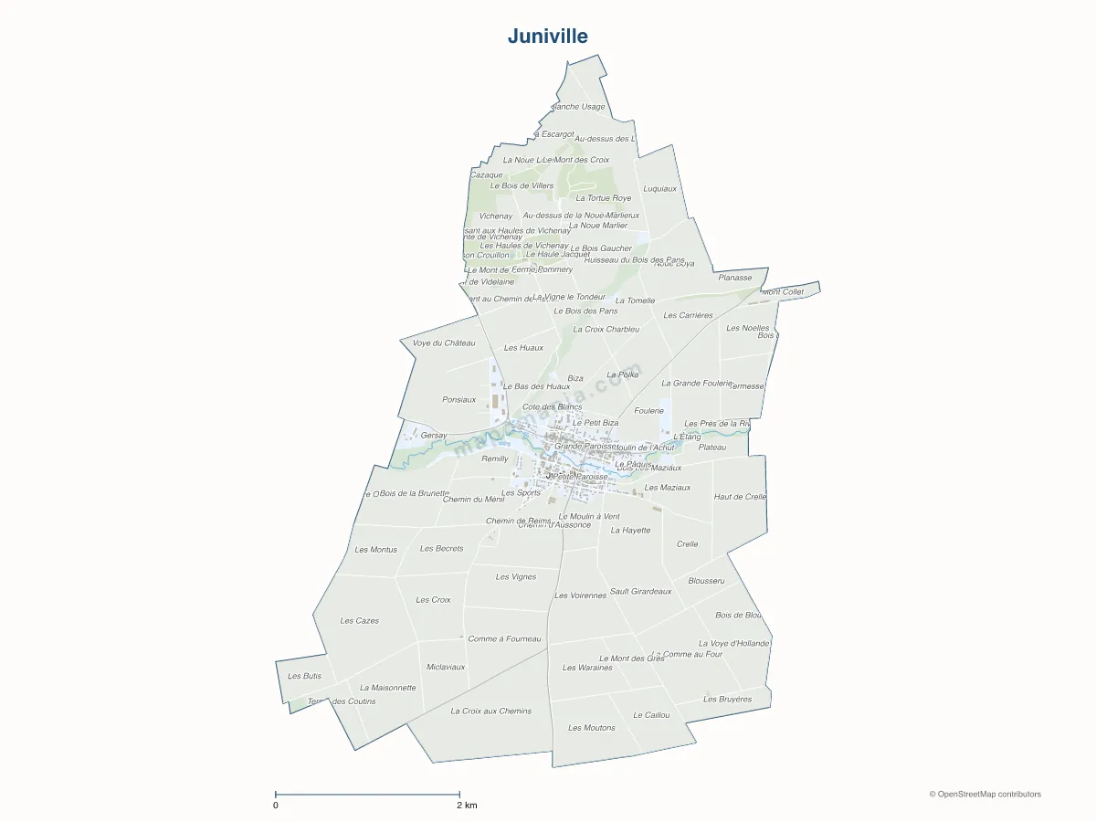 Carte de Juniville à personnaliser