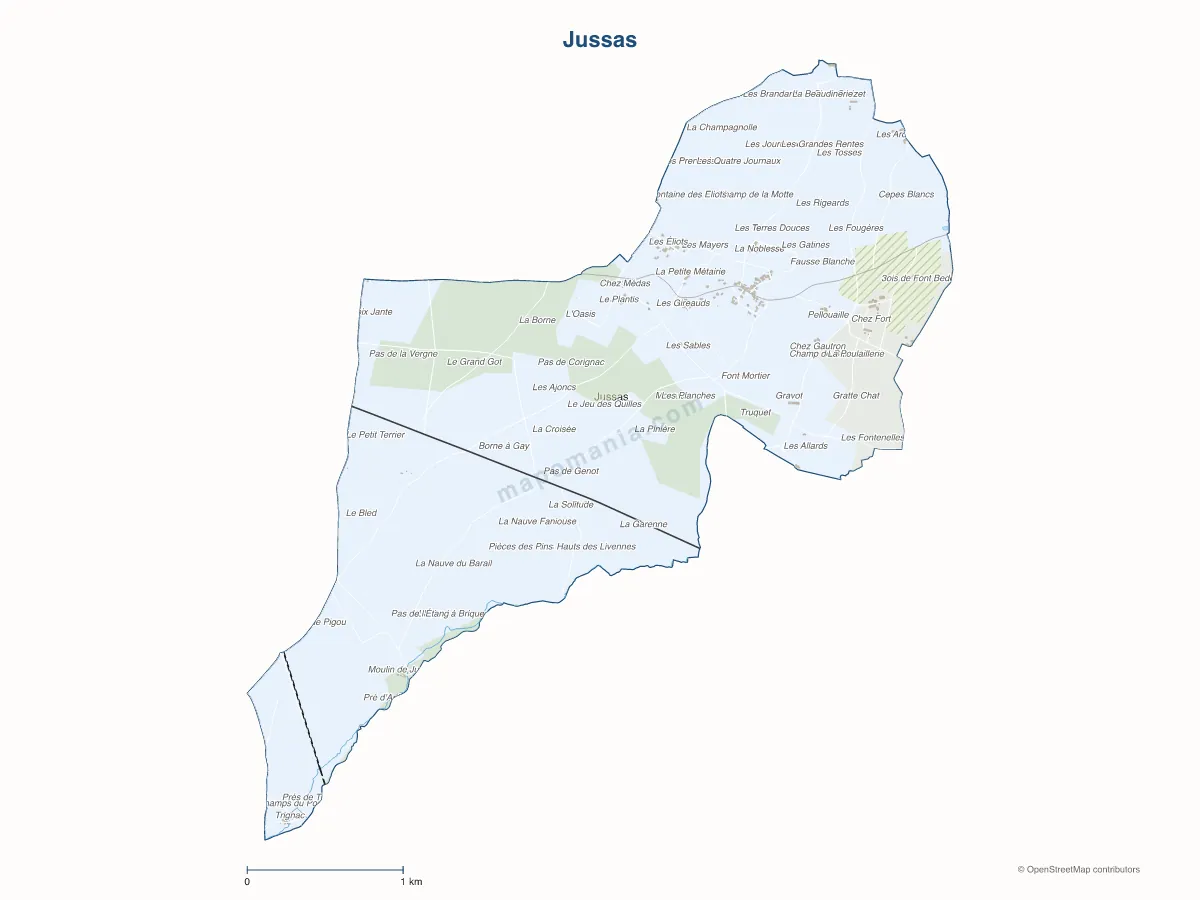 Carte de Jussas à personnaliser