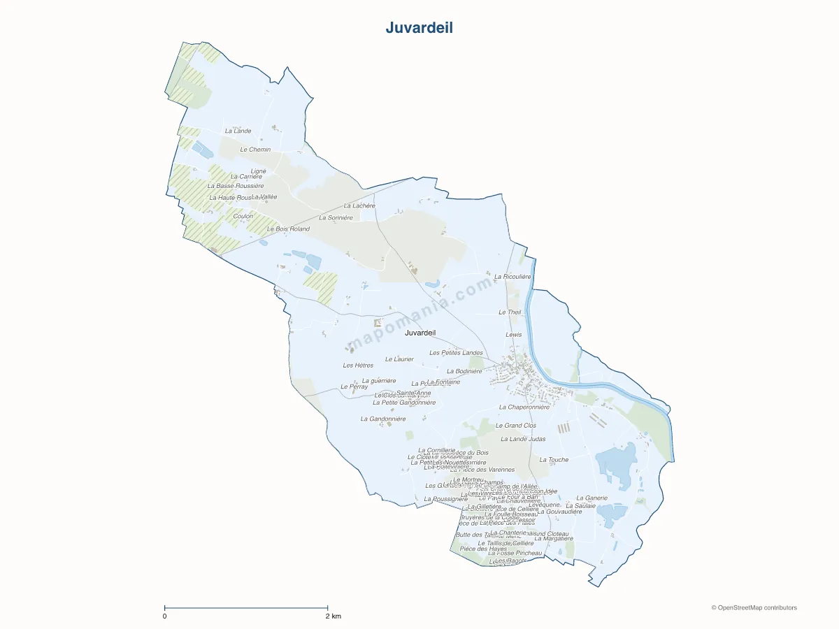 Carte de Juvardeil à personnaliser