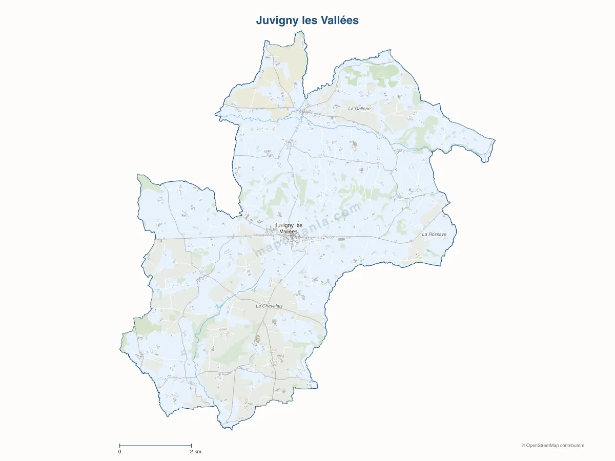 Carte de Juvigny les Vallées à personnaliser