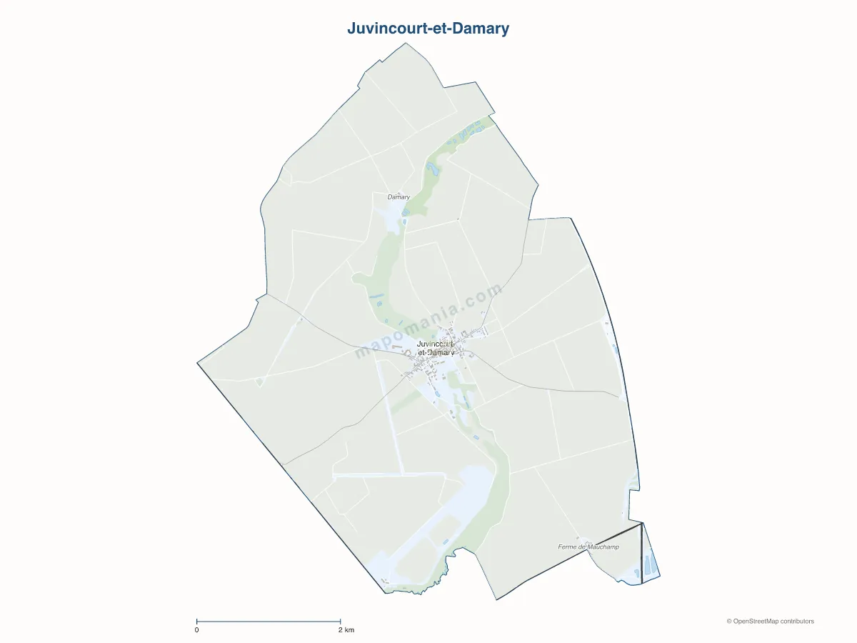 Carte de Juvincourt-et-Damary à personnaliser