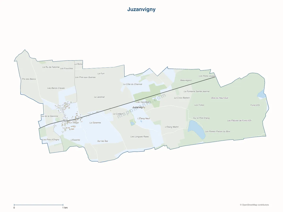 Carte de Juzanvigny à personnaliser