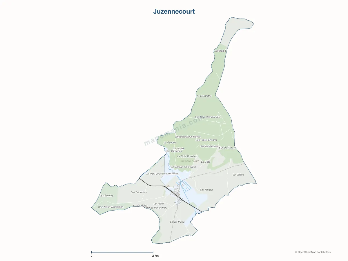 Carte de Juzennecourt à personnaliser