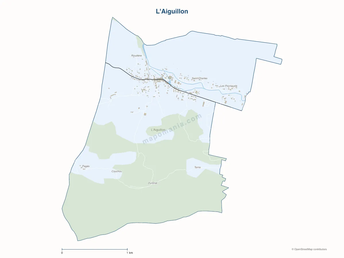 Carte de L'Aiguillon à personnaliser