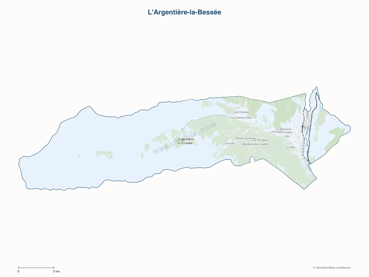 Carte de L'Argentière-la-Bessée à personnaliser
