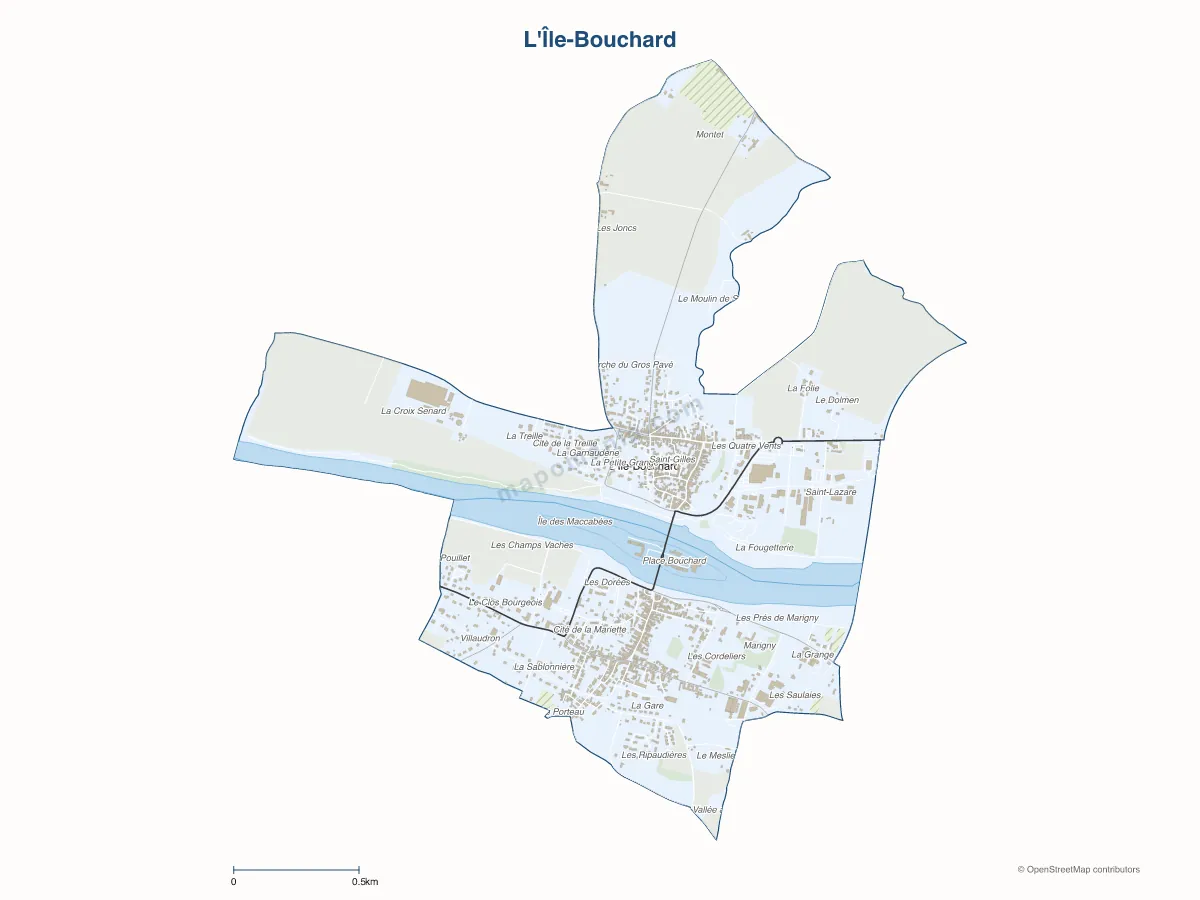 Carte de L'Île-Bouchard à personnaliser